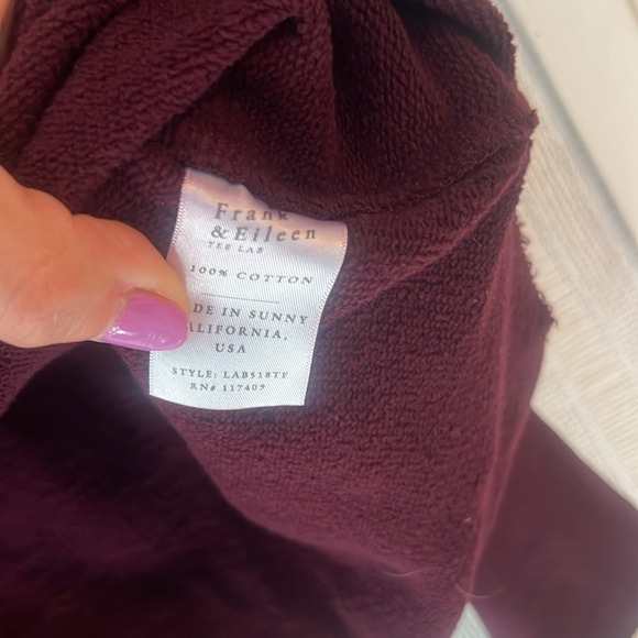 Frank & Eileen Tee Lab Effie Funnel Neck Capelet wine Sweatshirt Size Large - Picture 5 of 6